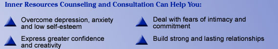  Resources Counseling and Consultation Can Help You:  Overcome depression, anxiety and low self -esteem. Deal with fears of intimacy and commitment. Express greater confidence and creativity. Bulid strong and lasting relationships.